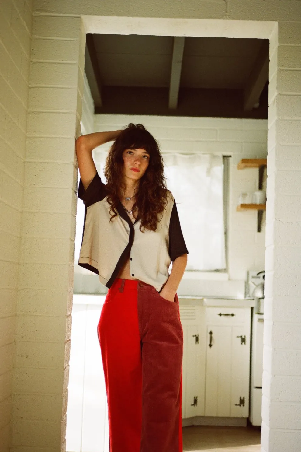 BRIXTON Margo Corduroy Trousers - Red and Pink