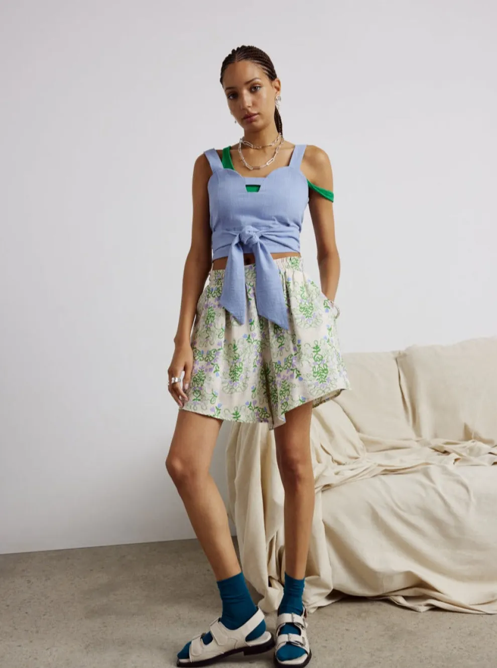 EVE GRAVEL Krugger Shorts - Green and Lilac Radish Heart
