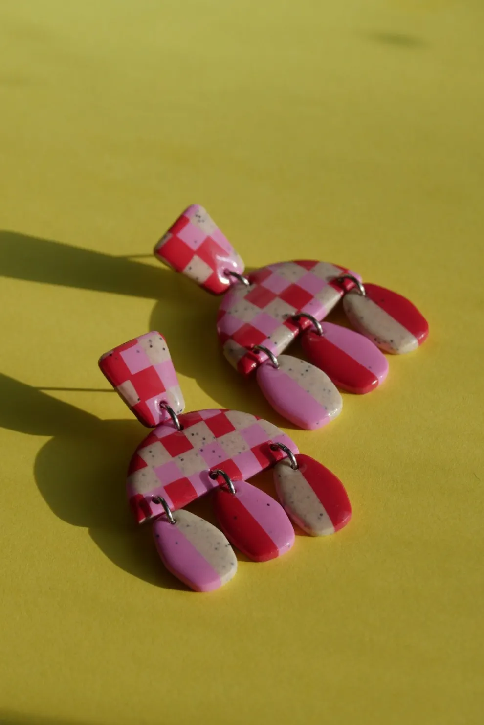 CROCODILE AGILE Louisette Earrings - Tricolor Checkerboard