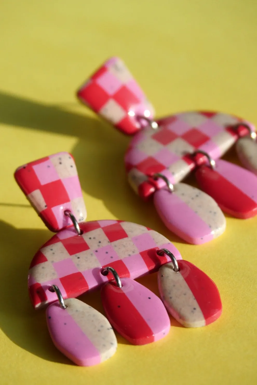CROCODILE AGILE Louisette Earrings - Tricolor Checkerboard