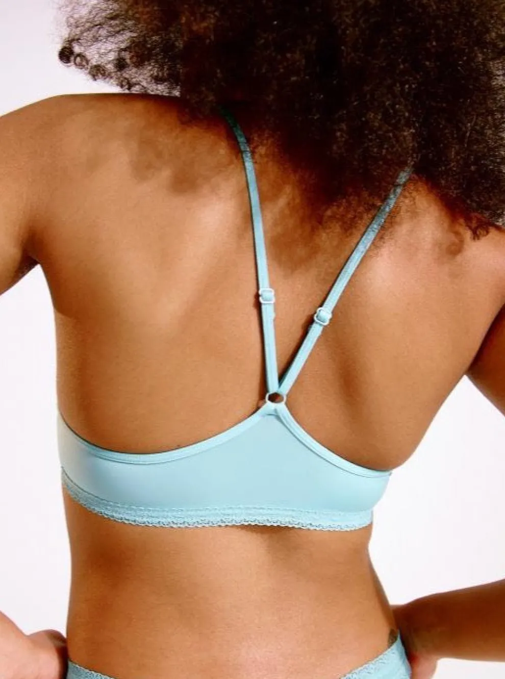 BLUSH The Micro Lace Trim Bralette - Aqua