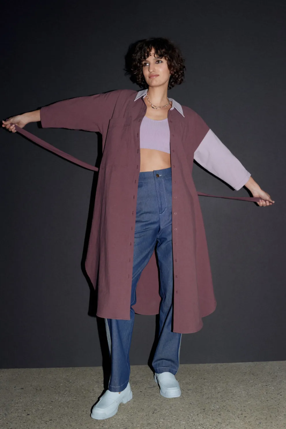 EVE GRAVEL Veleta Shirt Dress - Aubergine