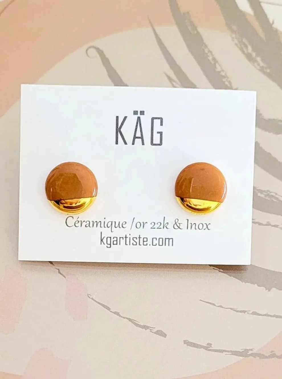 KAG Round Ceramic Earrings - Caramel