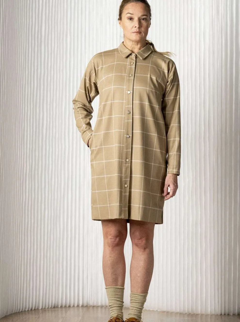 BODYBAG Robe Chemise Sussex - Camel Grid