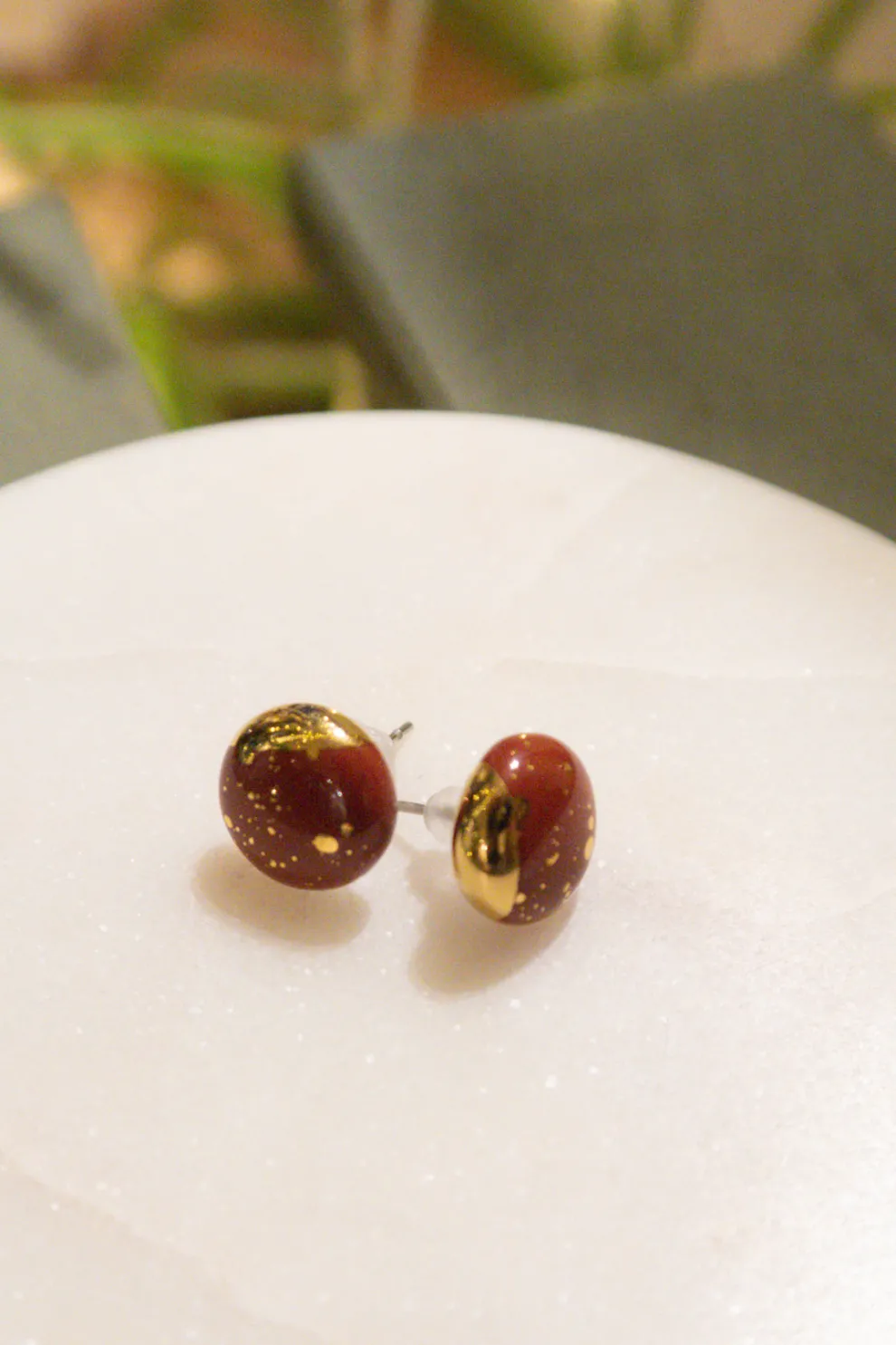 KAG Half Sun Ceramic Earrings - Green