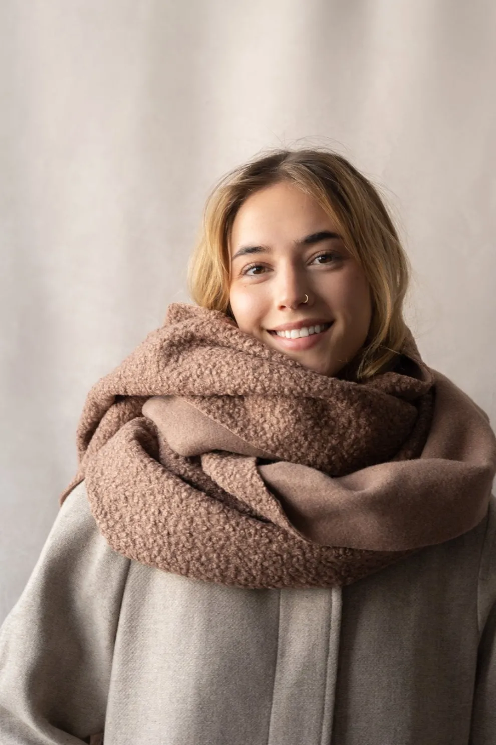 GIBOU Curly Fleece Scarf with Fringes