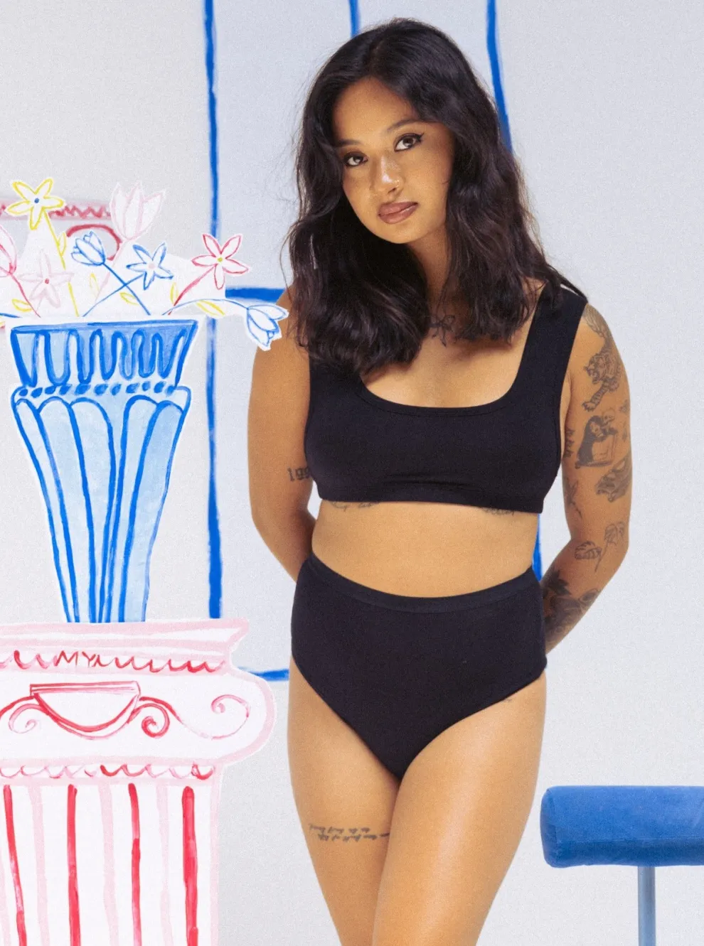 MARY YOUNG High Waisted Tanga - Black