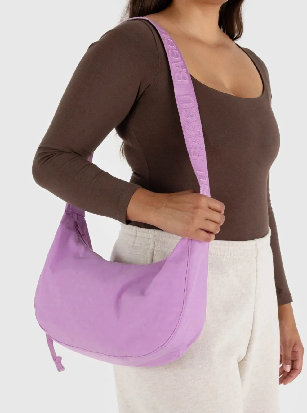 BAGGU Medium Crescent Nylon Bag - Peony